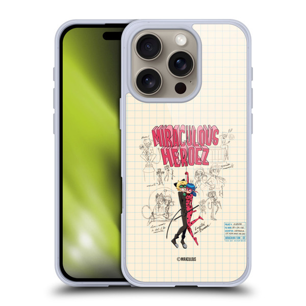 Miraculous Ladybug Sketches Ladybug And Cat Noir Soft Gel Case for Apple iPhone 16 Pro