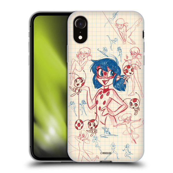 Miraculous Ladybug Sketches Ladybug Soft Gel Case for Apple iPhone XR