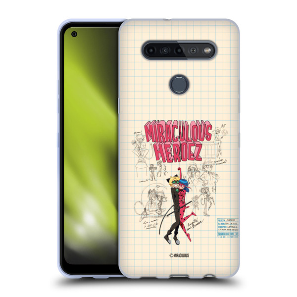 Miraculous Ladybug Sketches Ladybug And Cat Noir Soft Gel Case for LG K51S