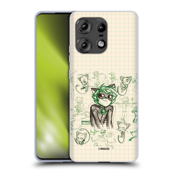 Miraculous Ladybug Sketches Cat Noir Soft Gel Case for Motorola Edge 50 Pro