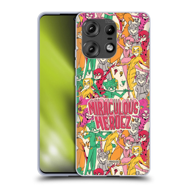 Miraculous Ladybug Sketches Heroes Pattern Soft Gel Case for Motorola Edge 50 Pro