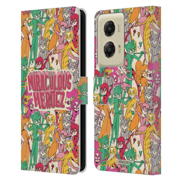 Miraculous Ladybug Sketches Heroes Pattern Leather Book Wallet Case Cover For Motorola Moto G Stylus 5G (2024)