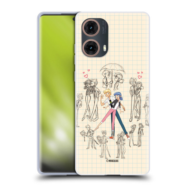 Miraculous Ladybug Sketches Marinette And Adrien Soft Gel Case for Motorola Moto G85