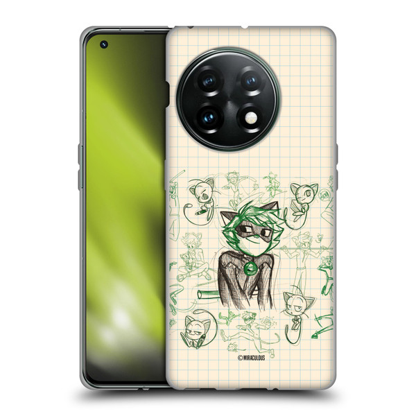 Miraculous Ladybug Sketches Cat Noir Soft Gel Case for OnePlus 11 5G