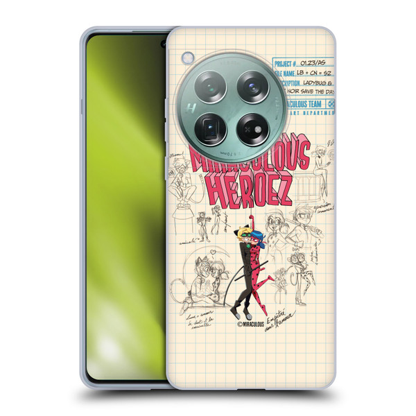 Miraculous Ladybug Sketches Ladybug And Cat Noir Soft Gel Case for OnePlus 12