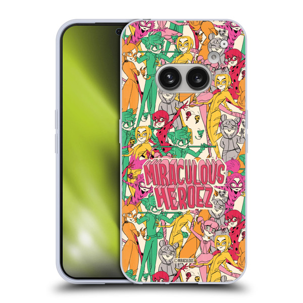 Miraculous Ladybug Sketches Heroes Pattern Soft Gel Case for Nothing Phone (2a)