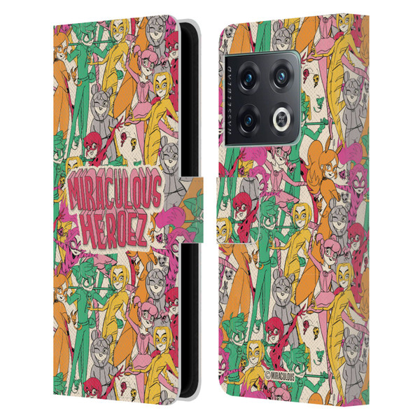 Miraculous Ladybug Sketches Heroes Pattern Leather Book Wallet Case Cover For OnePlus 10 Pro