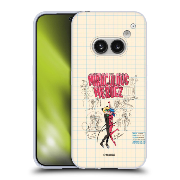 Miraculous Ladybug Sketches Ladybug And Cat Noir Soft Gel Case for Nothing Phone (2a)