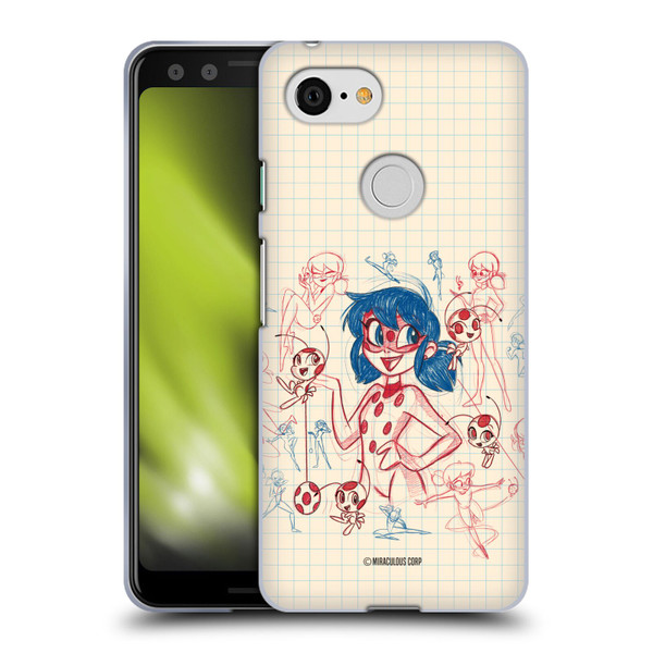 Miraculous Ladybug Sketches Ladybug Soft Gel Case for Google Pixel 3