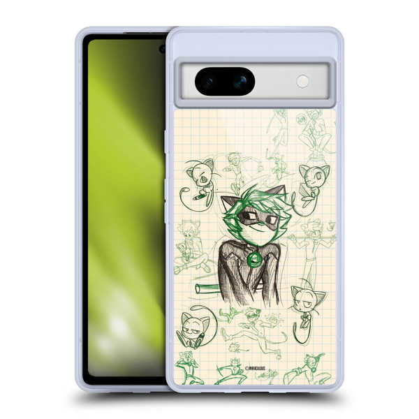Miraculous Ladybug Sketches Cat Noir Soft Gel Case for Google Pixel 7a