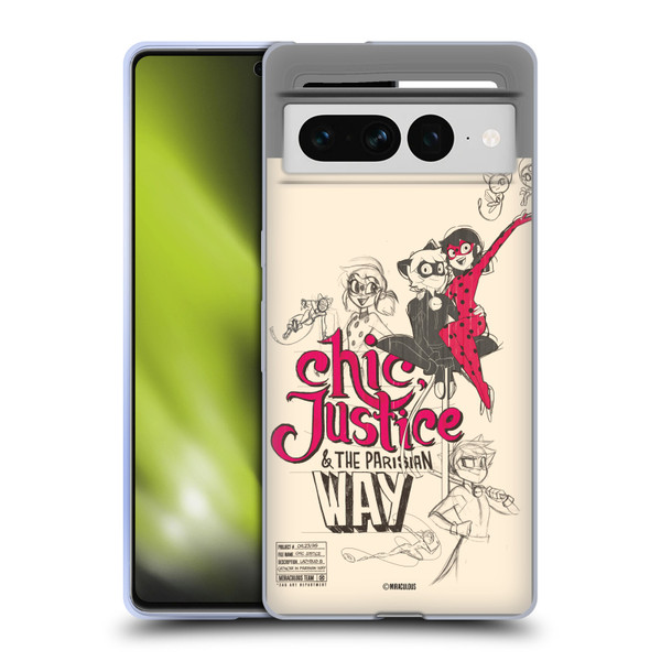 Miraculous Ladybug Sketches Chic Justice Soft Gel Case for Google Pixel 7 Pro