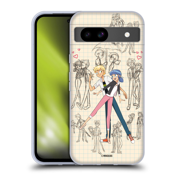 Miraculous Ladybug Sketches Marinette And Adrien Soft Gel Case for Google Pixel 8a