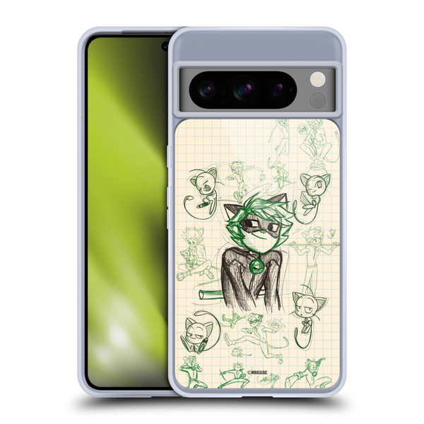 Miraculous Ladybug Sketches Cat Noir Soft Gel Case for Google Pixel 8 Pro