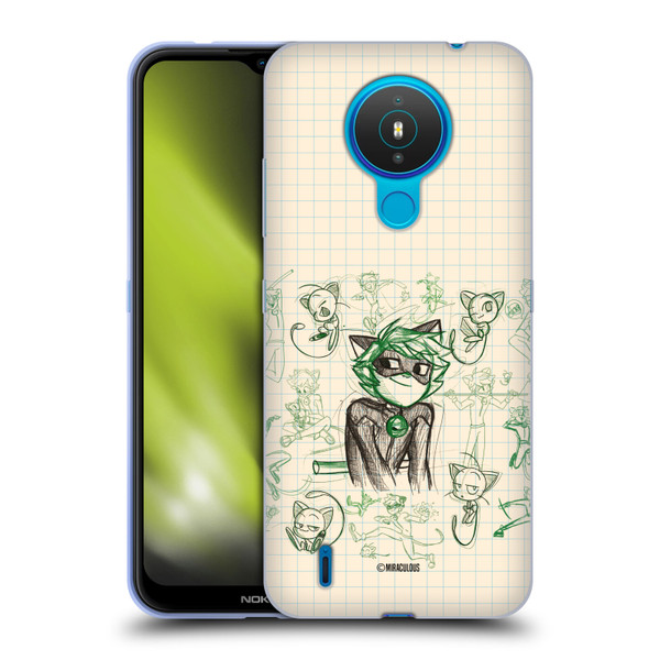 Miraculous Ladybug Sketches Cat Noir Soft Gel Case for Nokia 1.4