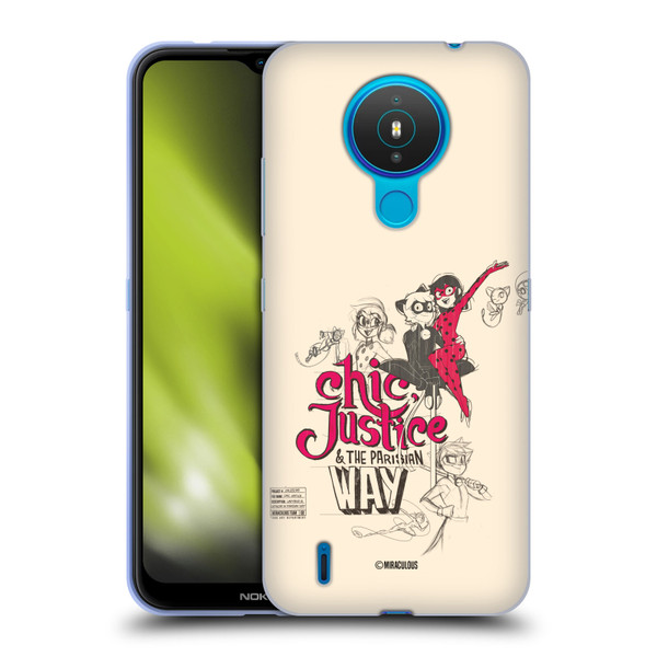 Miraculous Ladybug Sketches Chic Justice Soft Gel Case for Nokia 1.4