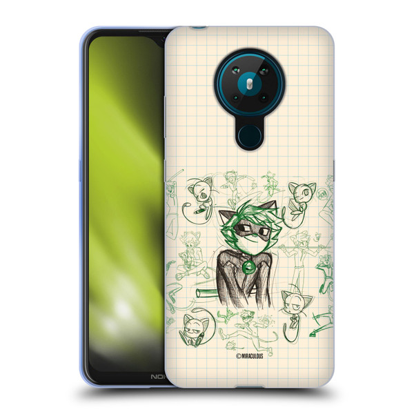 Miraculous Ladybug Sketches Cat Noir Soft Gel Case for Nokia 5.3