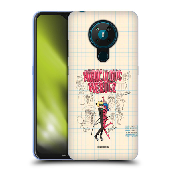 Miraculous Ladybug Sketches Ladybug And Cat Noir Soft Gel Case for Nokia 5.3