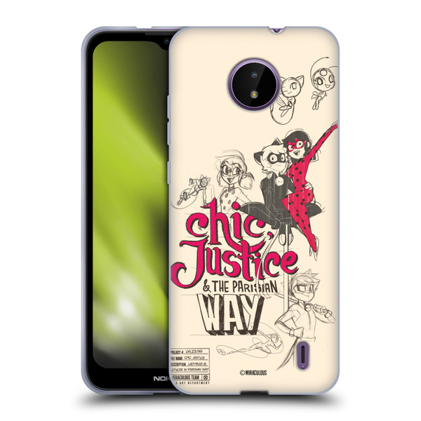 Miraculous Ladybug Sketches Chic Justice Soft Gel Case for Nokia C10 / C20
