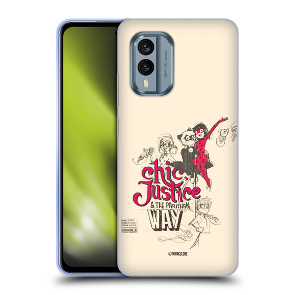 Miraculous Ladybug Sketches Chic Justice Soft Gel Case for Nokia X30