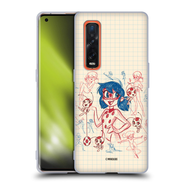 Miraculous Ladybug Sketches Ladybug Soft Gel Case for OPPO Find X2 Pro 5G