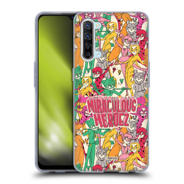 Miraculous Ladybug Sketches Heroes Pattern Soft Gel Case for OPPO Find X2 Lite 5G