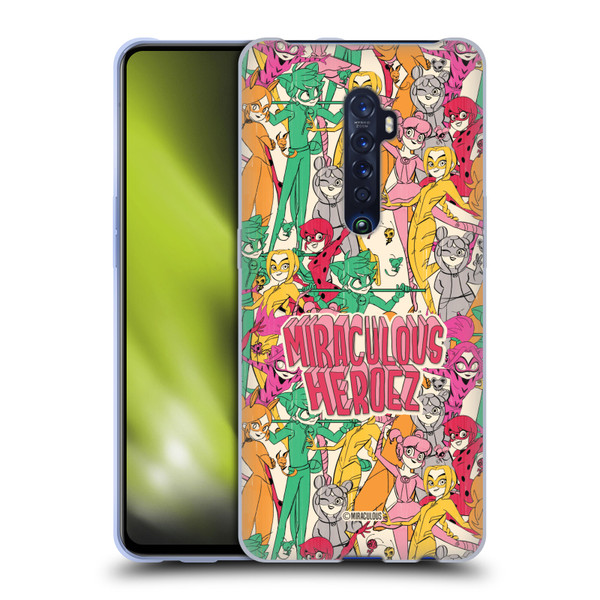 Miraculous Ladybug Sketches Heroes Pattern Soft Gel Case for OPPO Reno 2