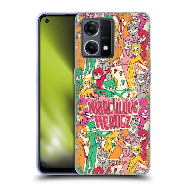 Miraculous Ladybug Sketches Heroes Pattern Soft Gel Case for OPPO Reno8 4G