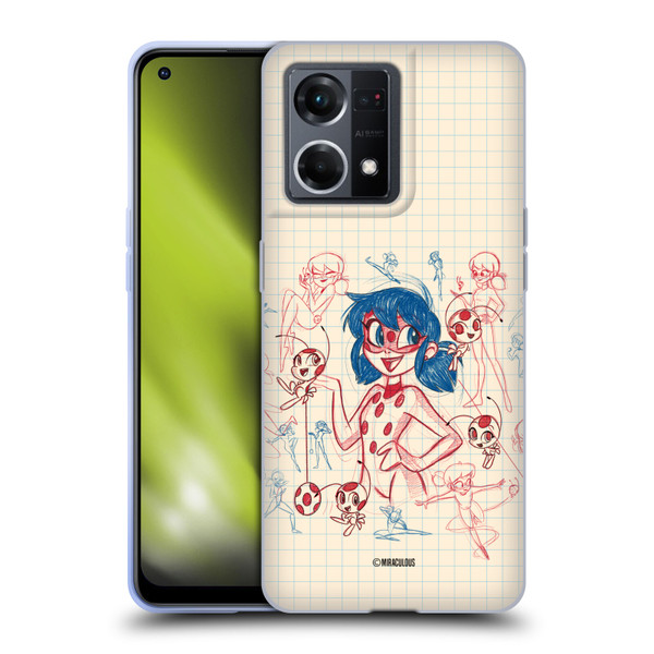 Miraculous Ladybug Sketches Ladybug Soft Gel Case for OPPO Reno8 4G