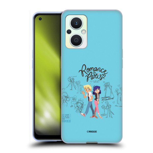 Miraculous Ladybug Sketches Romance In Paris Soft Gel Case for OPPO Reno8 Lite