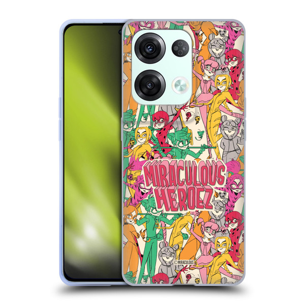 Miraculous Ladybug Sketches Heroes Pattern Soft Gel Case for OPPO Reno8 Pro