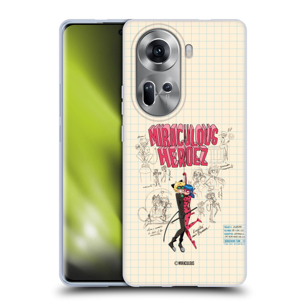 Miraculous Ladybug Sketches Ladybug And Cat Noir Soft Gel Case for OPPO Reno11