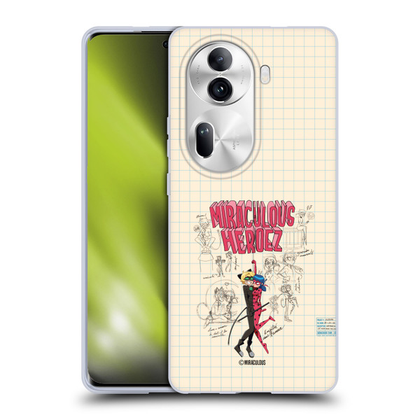 Miraculous Ladybug Sketches Ladybug And Cat Noir Soft Gel Case for OPPO Reno11 Pro