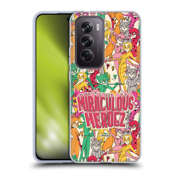 Miraculous Ladybug Sketches Heroes Pattern Soft Gel Case for OPPO Reno12 Pro 5G