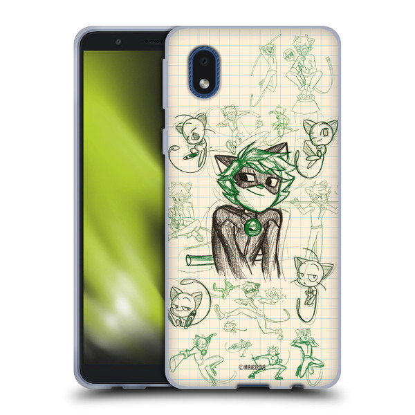Miraculous Ladybug Sketches Cat Noir Soft Gel Case for Samsung Galaxy A01 Core (2020)