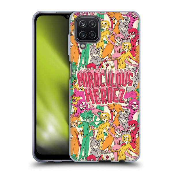 Miraculous Ladybug Sketches Heroes Pattern Soft Gel Case for Samsung Galaxy A12 (2020)