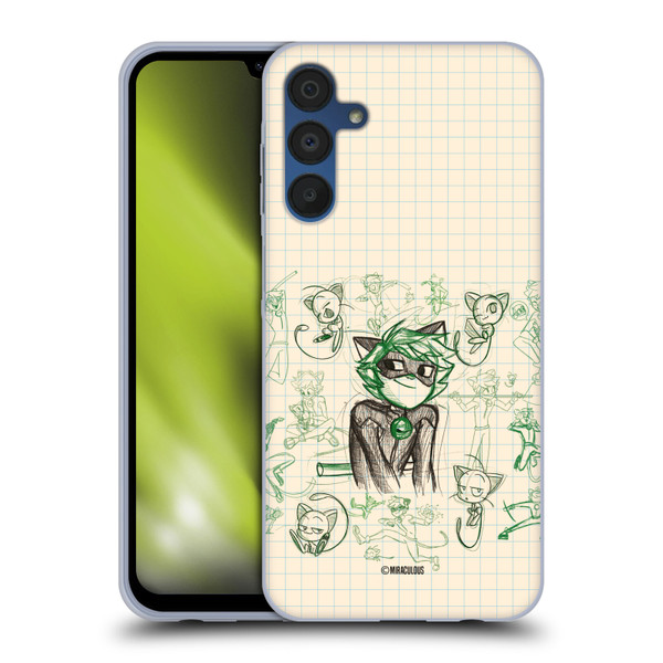 Miraculous Ladybug Sketches Cat Noir Soft Gel Case for Samsung Galaxy A15