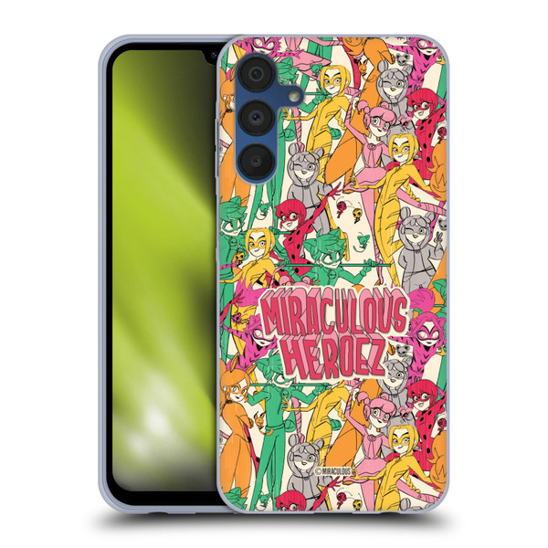 Miraculous Ladybug Sketches Heroes Pattern Soft Gel Case for Samsung Galaxy A15
