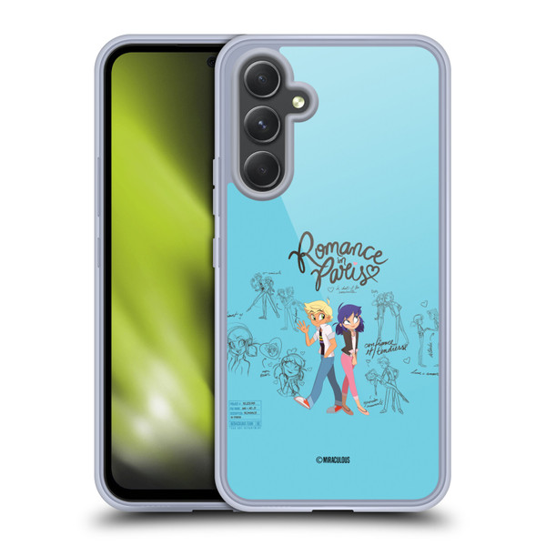 Miraculous Ladybug Sketches Romance In Paris Soft Gel Case for Samsung Galaxy A54 5G