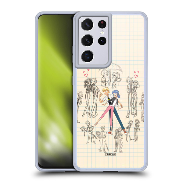 Miraculous Ladybug Sketches Marinette And Adrien Soft Gel Case for Samsung Galaxy S21 Ultra 5G