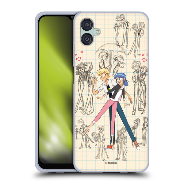 Miraculous Ladybug Sketches Marinette And Adrien Soft Gel Case for Samsung Galaxy M04 5G / A04e Miraculous Ladybug Sketches Marinette And Adrien Soft Gel Case for Samsung Galaxy M04 5G / A04e