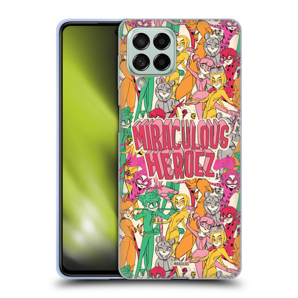 Miraculous Ladybug Sketches Heroes Pattern Soft Gel Case for Samsung Galaxy M53 (2022)