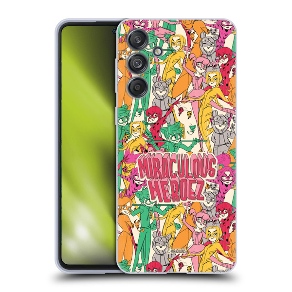Miraculous Ladybug Sketches Heroes Pattern Soft Gel Case for Samsung Galaxy M55 5G