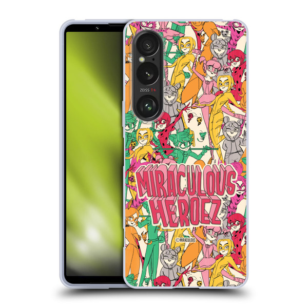 Miraculous Ladybug Sketches Heroes Pattern Soft Gel Case for Sony Xperia 1 VI 5G