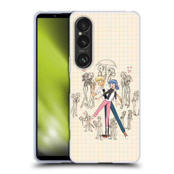 Miraculous Ladybug Sketches Marinette And Adrien Soft Gel Case for Sony Xperia 1 VI 5G Miraculous Ladybug Sketches Marinette And Adrien Soft Gel Case for Sony Xperia 1 VI 5G