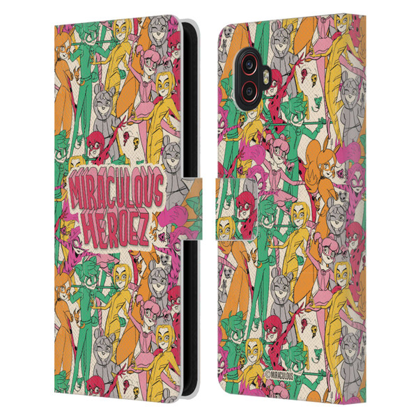 Miraculous Ladybug Sketches Heroes Pattern Leather Book Wallet Case Cover For Samsung Galaxy Xcover6 Pro/Pro2