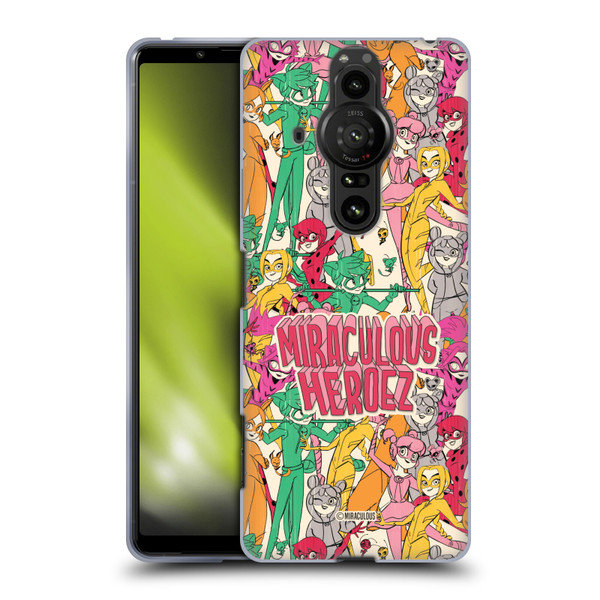 Miraculous Ladybug Sketches Heroes Pattern Soft Gel Case for Sony Xperia Pro-I