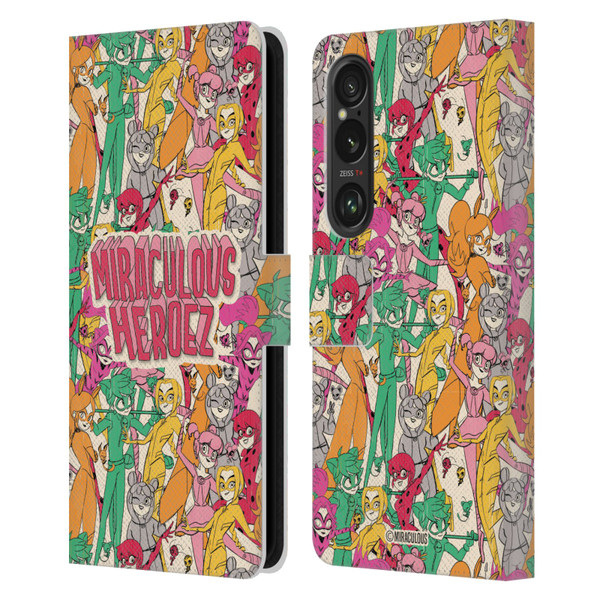 Miraculous Ladybug Sketches Heroes Pattern Leather Book Wallet Case Cover For Sony Xperia 1 VI 5G