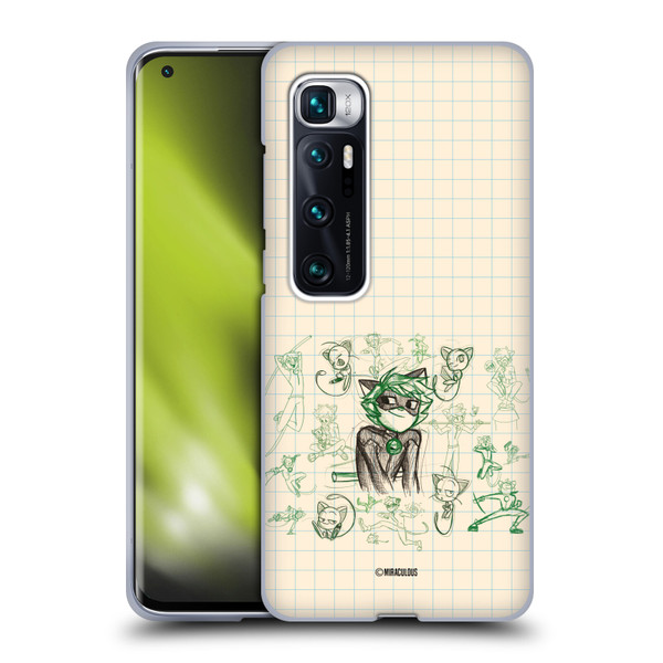 Miraculous Ladybug Sketches Cat Noir Soft Gel Case for Xiaomi Mi 10 Ultra 5G