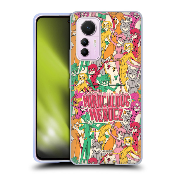 Miraculous Ladybug Sketches Heroes Pattern Soft Gel Case for Xiaomi 12 Lite