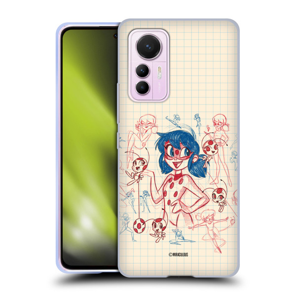 Miraculous Ladybug Sketches Ladybug Soft Gel Case for Xiaomi 12 Lite